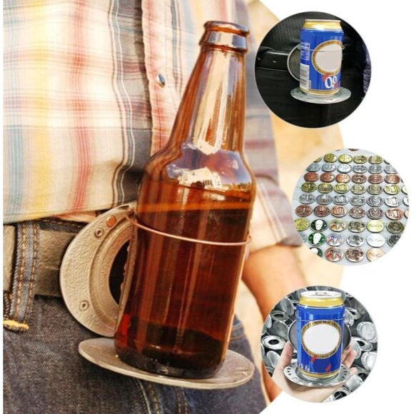 Men's Silver Zinc Alloy Modern Beer Bottle Holder 10x8cm Western Belt Buckle - Picture 7 of 9